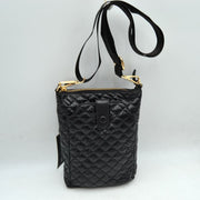 Quilted Vertical Crossbody Pouch Bag with Front Snap Pocket