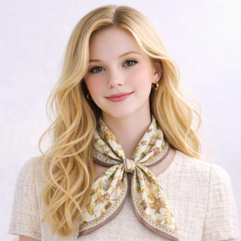 Vintage Botanical Floral Print Square Bandana Scarf