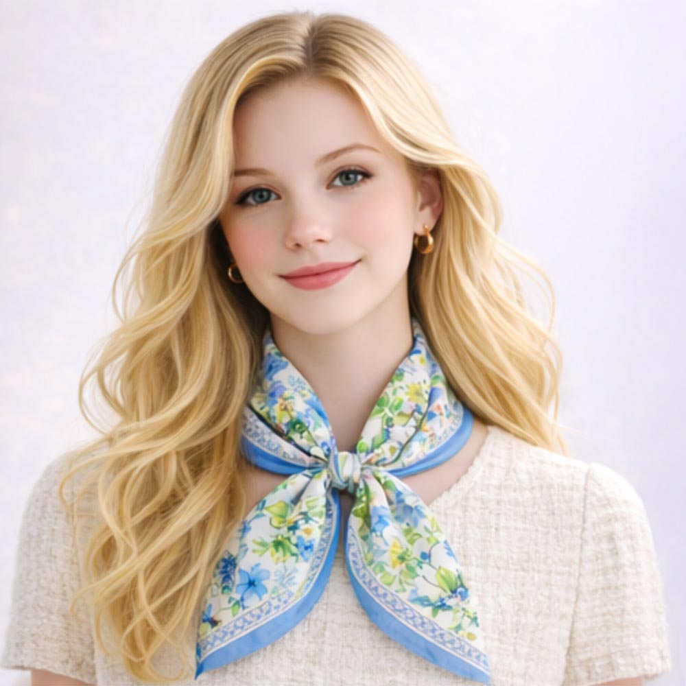 Vintage Botanical Floral Print Square Bandana Scarf