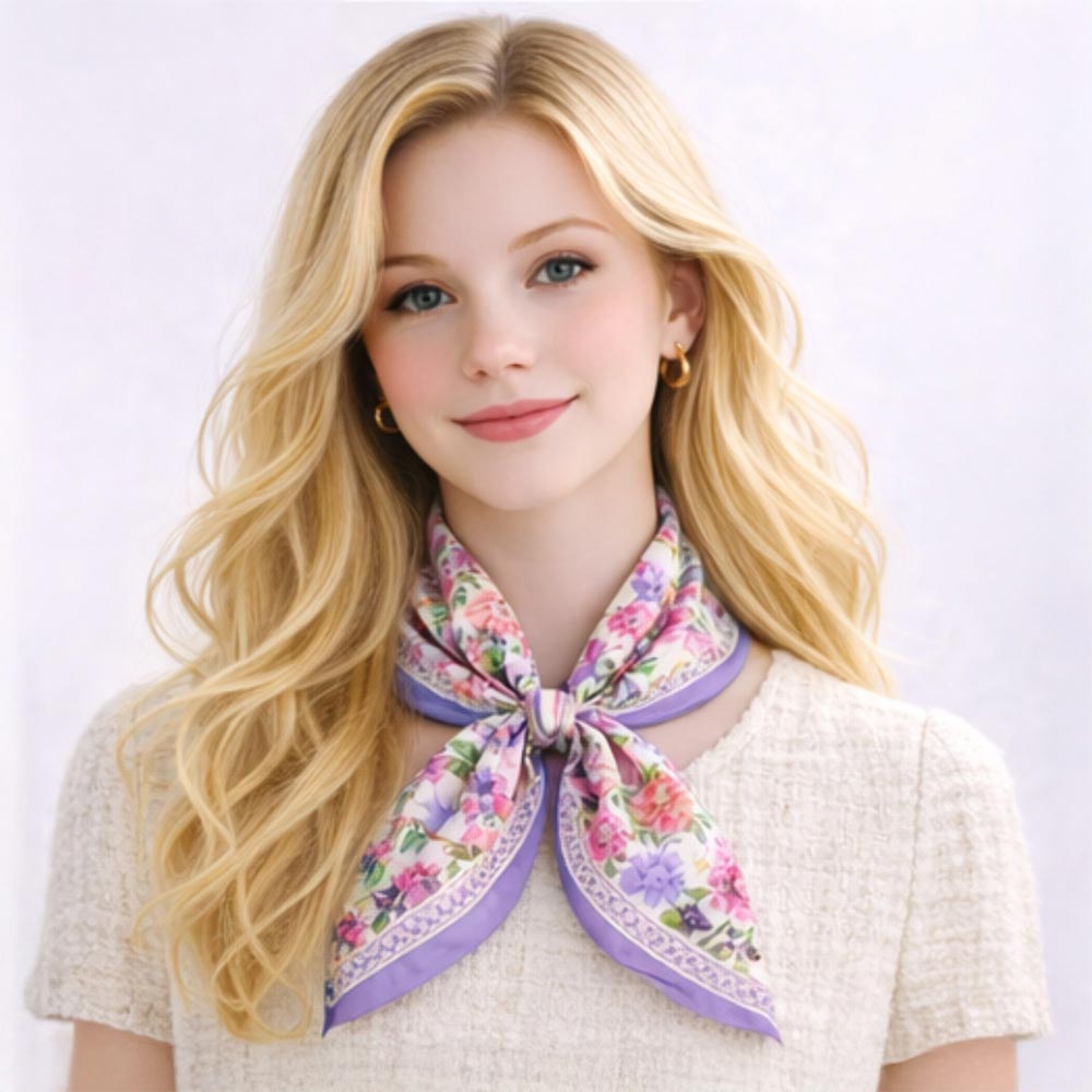 Vintage Botanical Floral Print Square Bandana Scarf