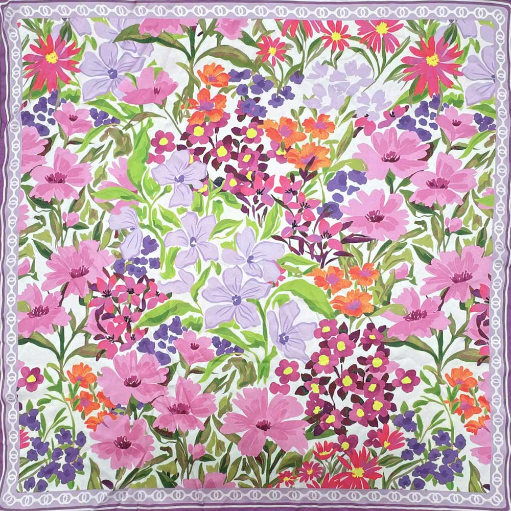 Vintage Botanical Floral Print Square Bandana Scarf