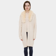 Faux Fur Collar Solid Color Cardigan