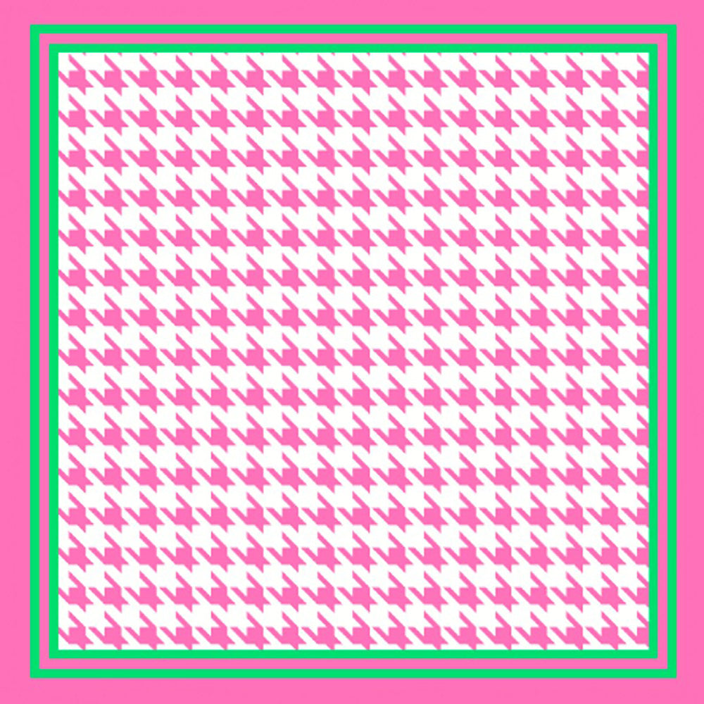 Houndstooth Pattern Printed Square Silky Satin Scarf Shawl