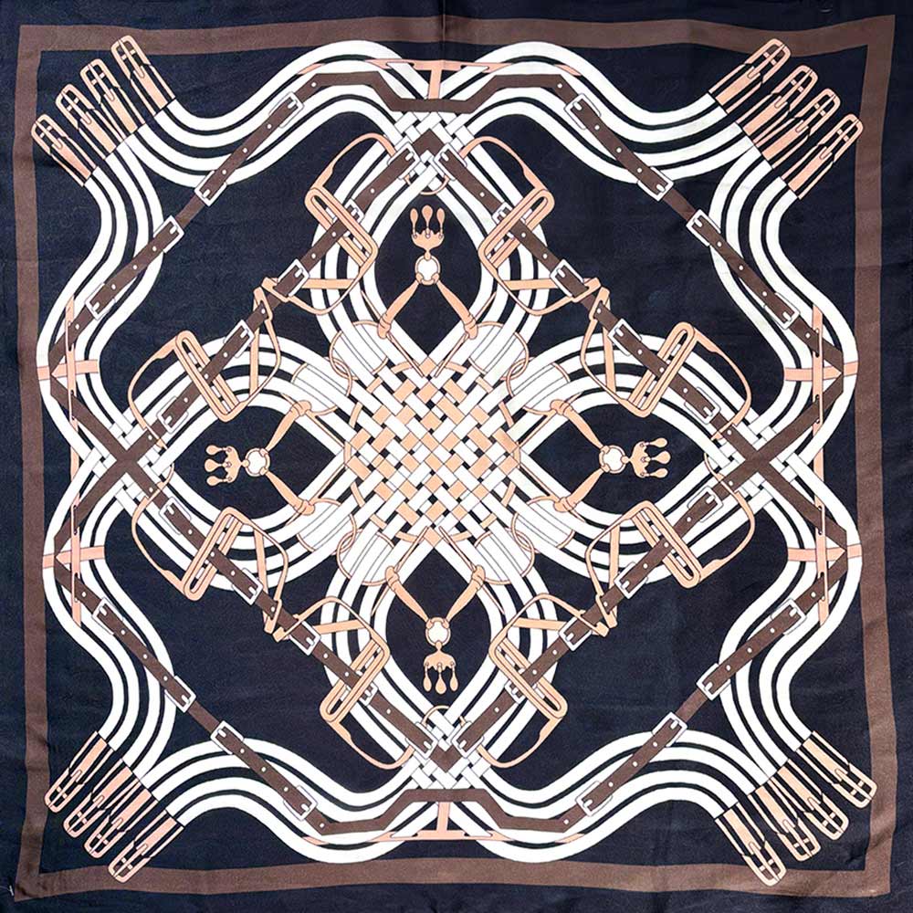 Maze Equestrian Harness Print Square Bandana Scarf
