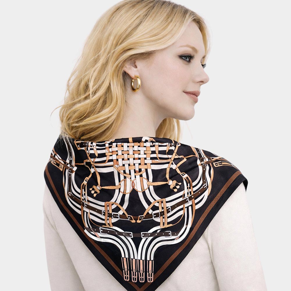 Maze Equestrian Harness Print Square Bandana Scarf