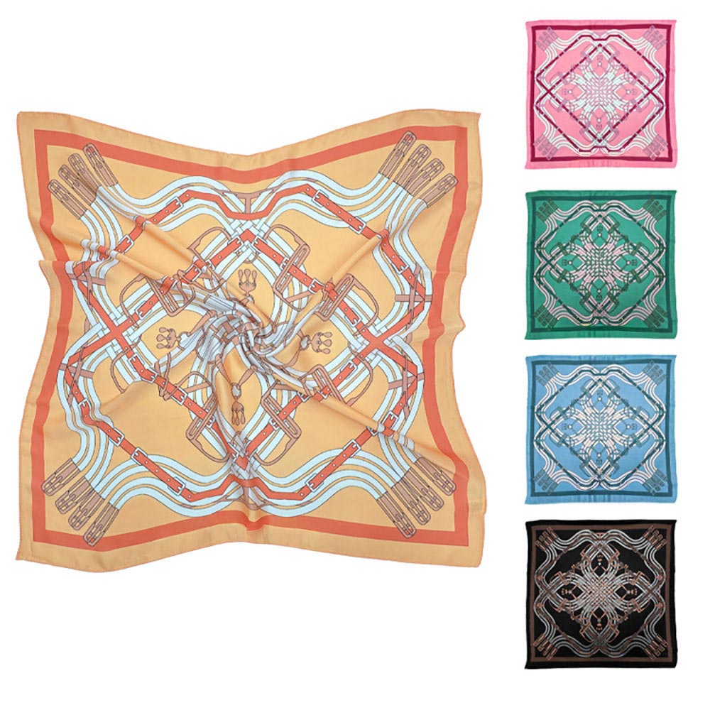 Maze Equestrian Harness Print Square Bandana Scarf