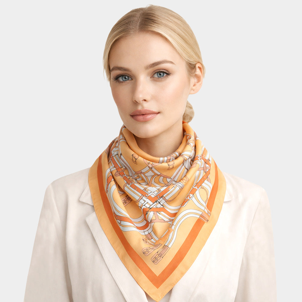 Maze Equestrian Harness Print Square Bandana Scarf