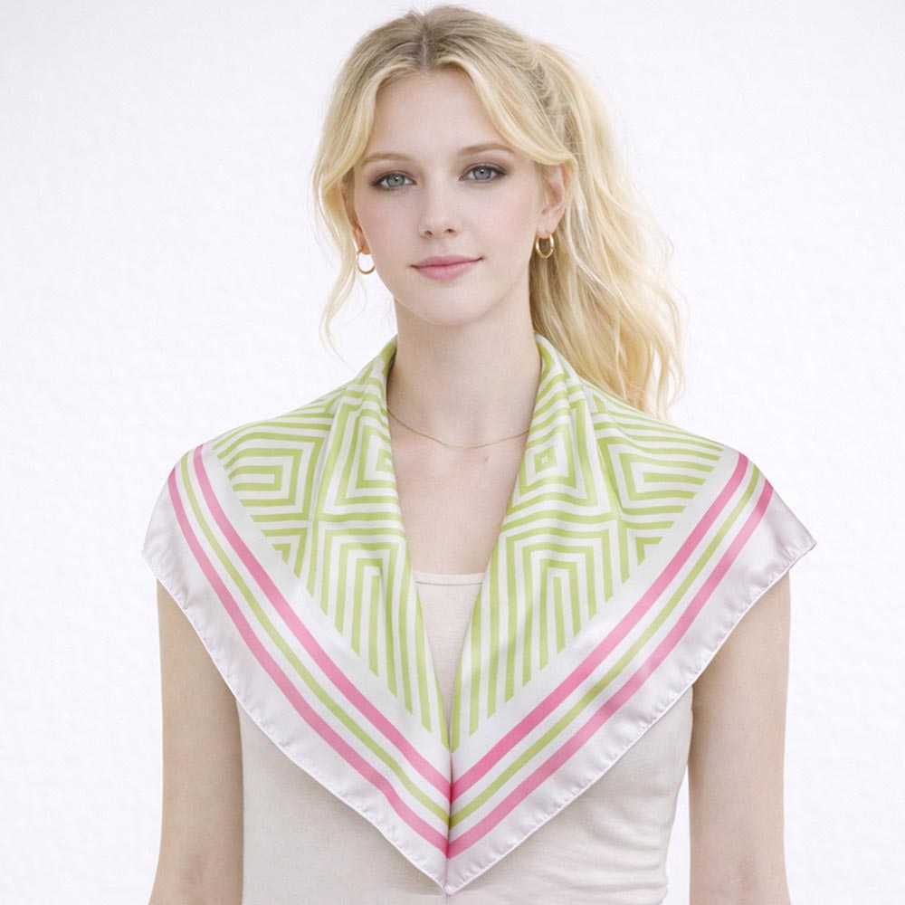 Modern Geometric Maze Print Square Bandana Scarf