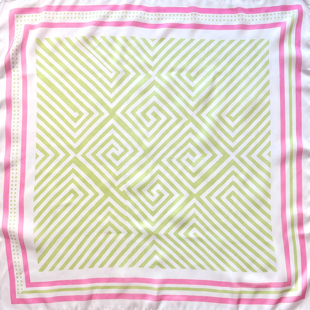 Modern Geometric Maze Print Square Bandana Scarf