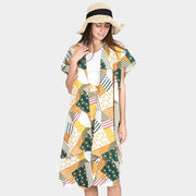 Geometric Patterned Cover Up Kimono Poncho