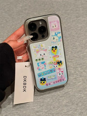 Creative Tamagotchi Cute Girl Silver Frame Phone Case For iPhone