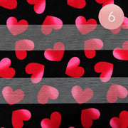 6PCS - Silk Feel Satin Striped Heart Patterned Scarf