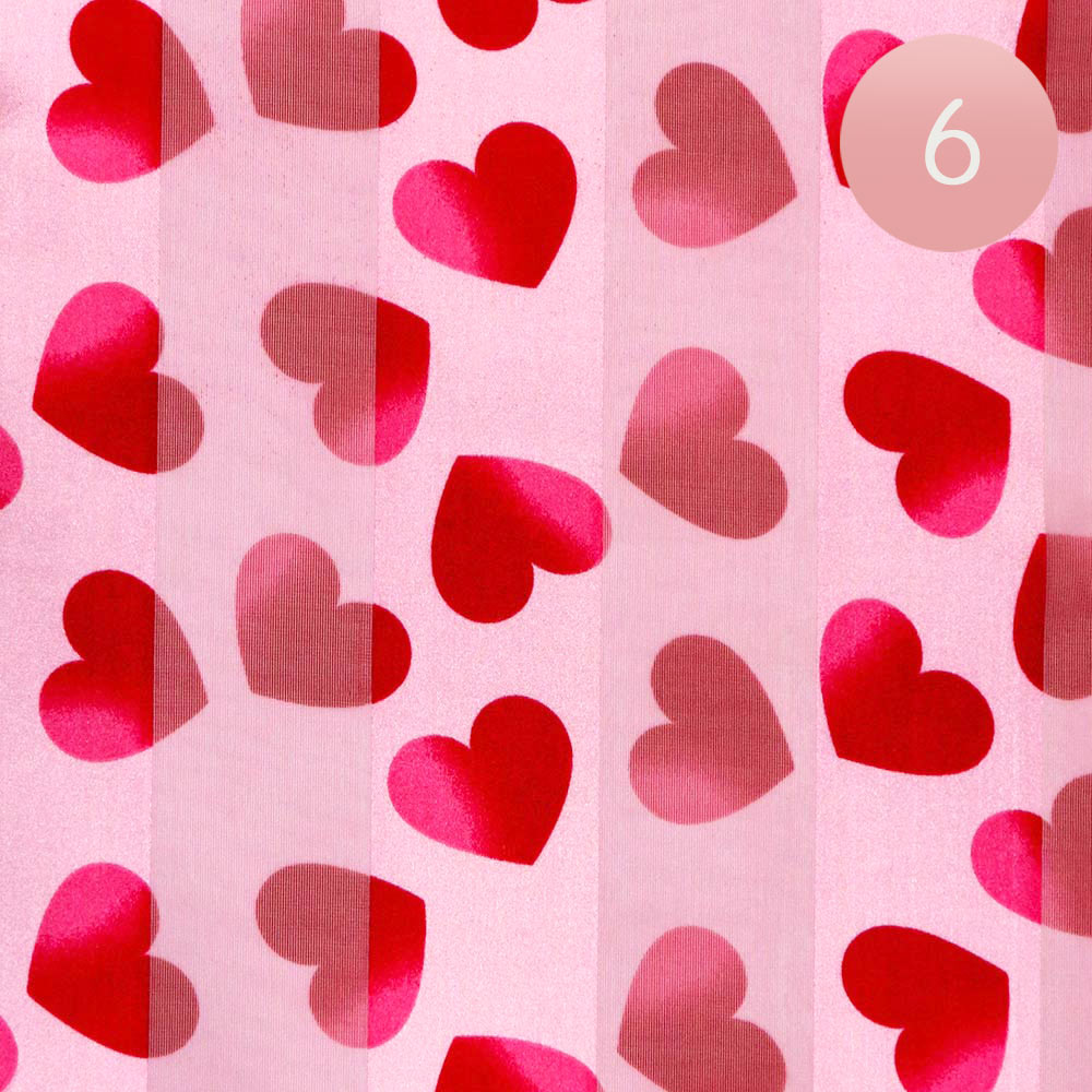 6PCS - Silk Feel Satin Striped Heart Patterned Scarf