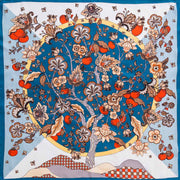 Botanical Tree and Fruit Print Square Bandana Scarf
