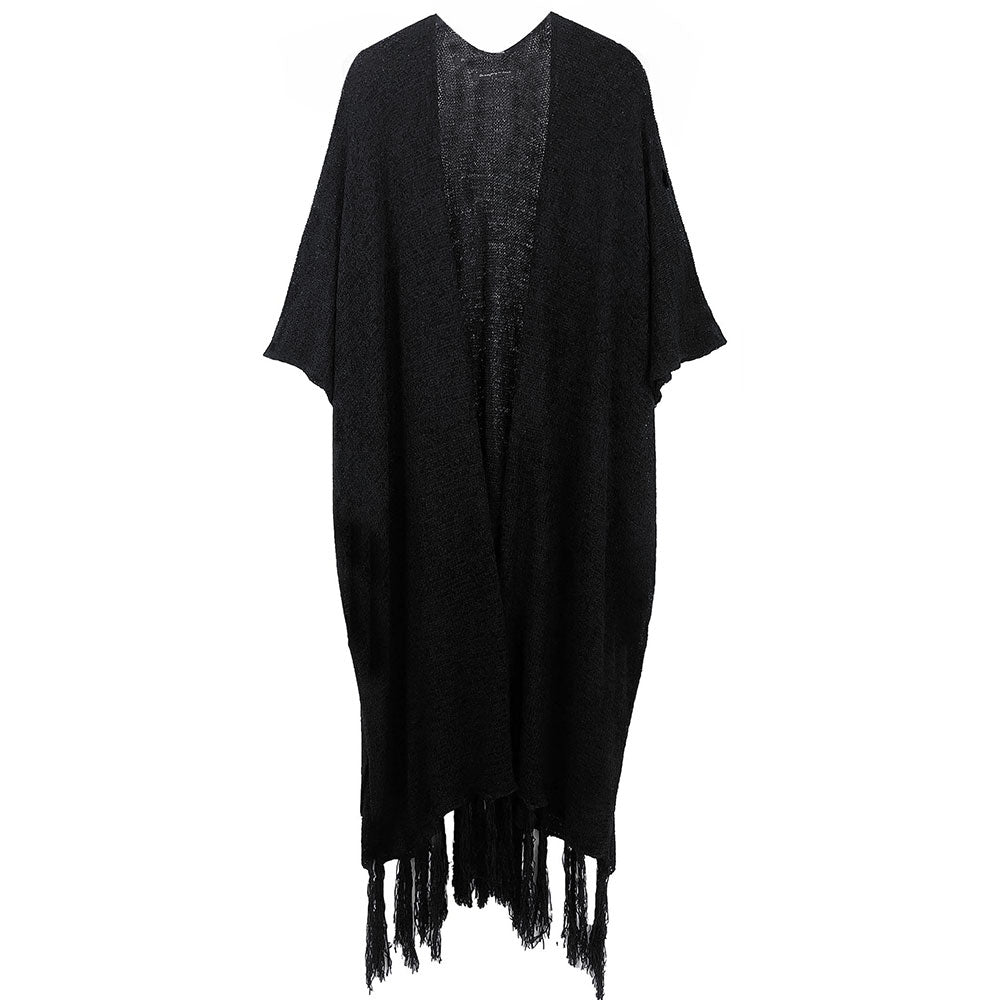 Knit Fringe Kimono Poncho