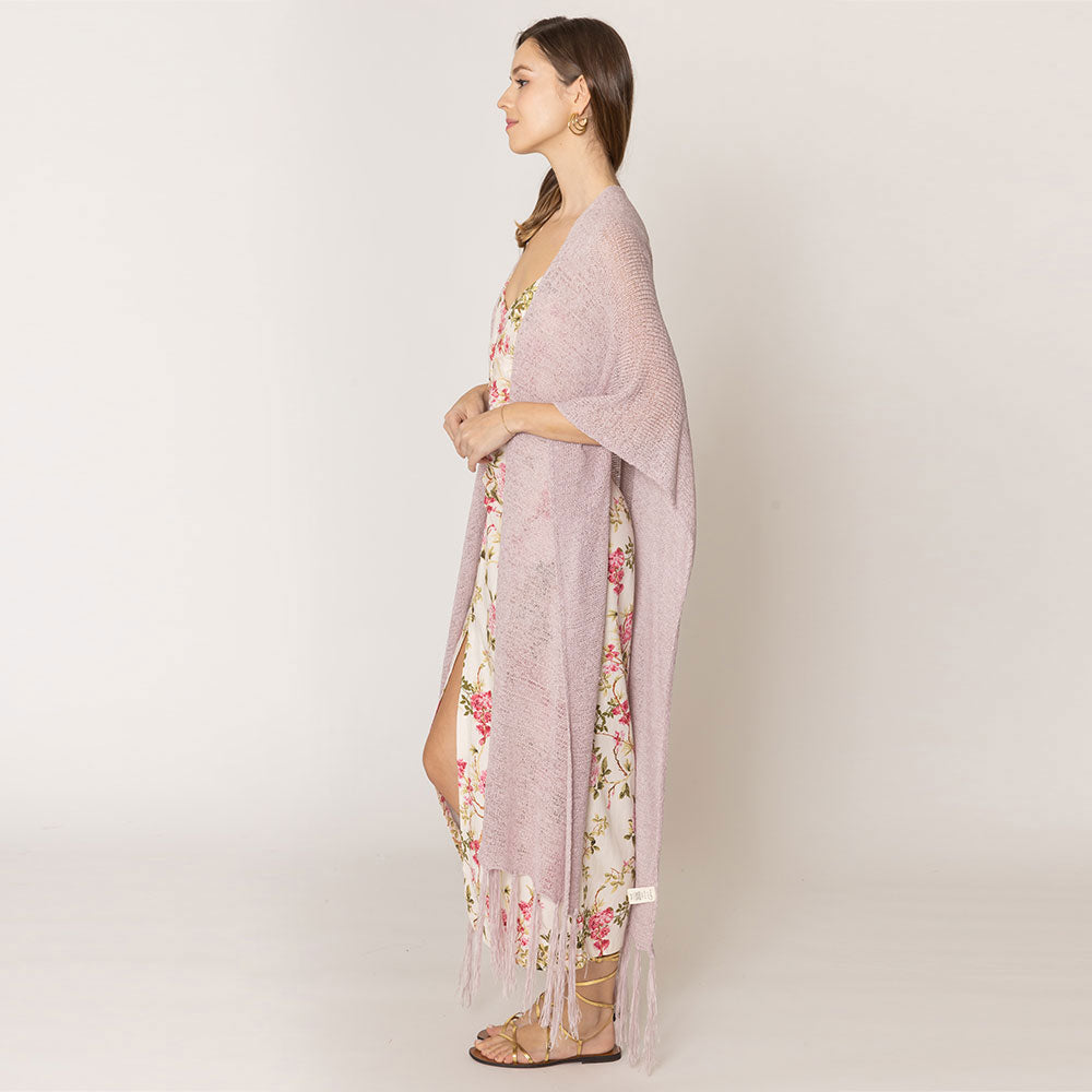 Knit Fringe Kimono Poncho