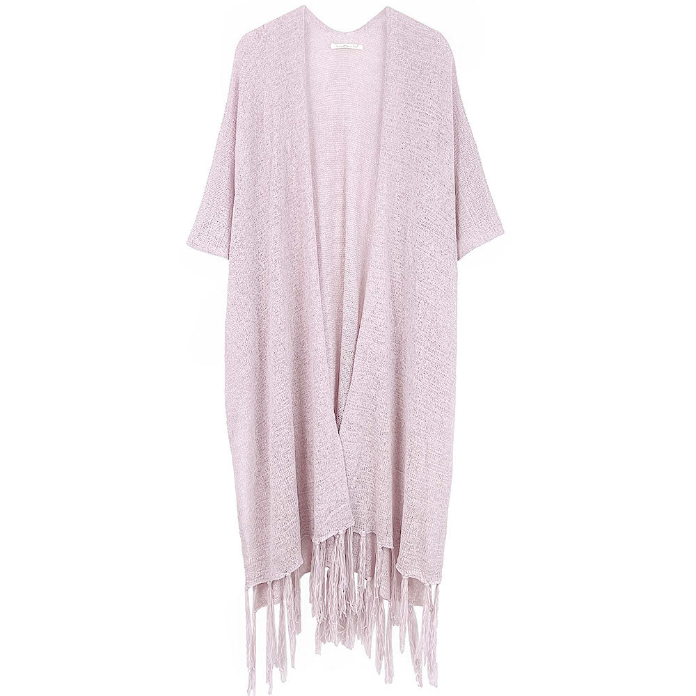 Knit Fringe Kimono Poncho