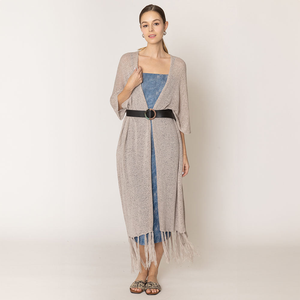 Knit Fringe Kimono Poncho