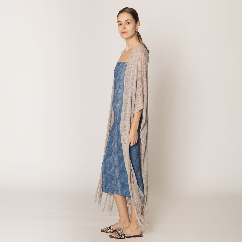 Knit Fringe Kimono Poncho