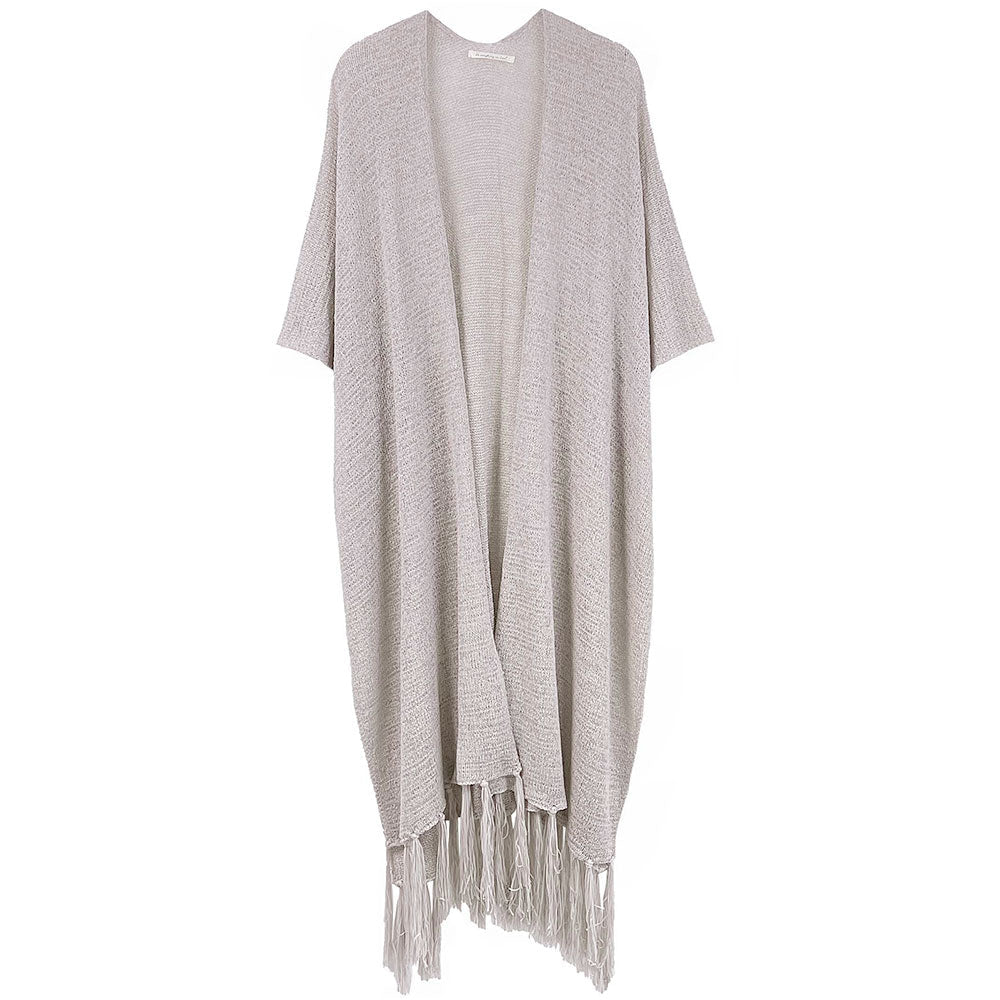 Knit Fringe Kimono Poncho