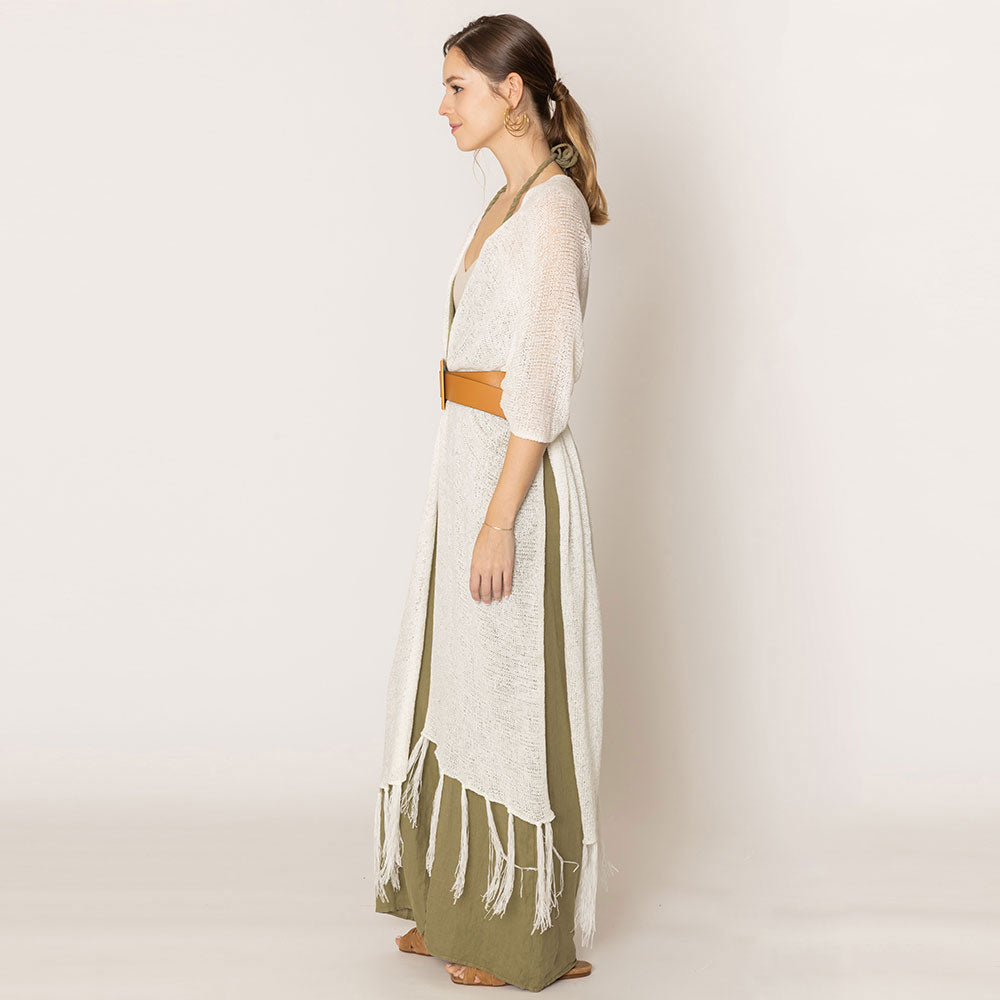 Knit Fringe Kimono Poncho