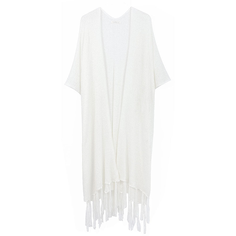 Knit Fringe Kimono Poncho