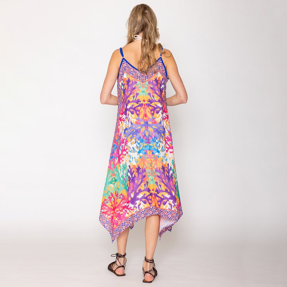 Abstract Print Sleeveless Maxi Dress