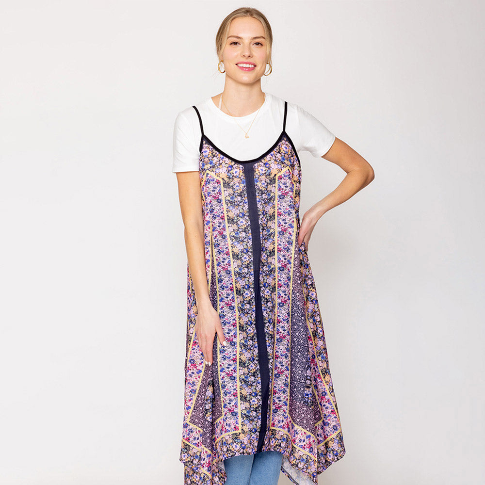Abstract Print Sleeveless Maxi Dress