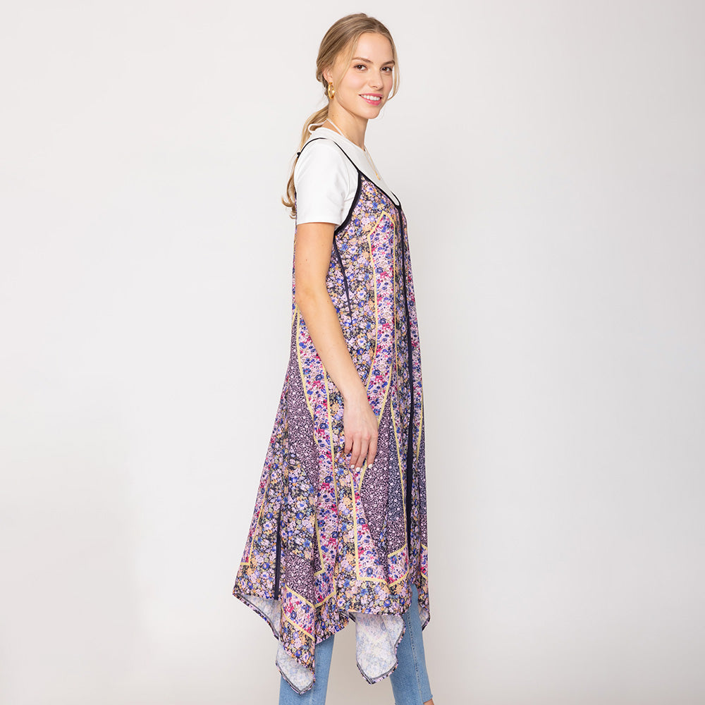 Abstract Print Sleeveless Maxi Dress