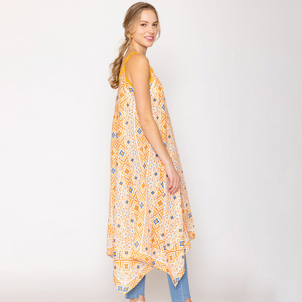 Abstract Print Sleeveless Maxi Dress