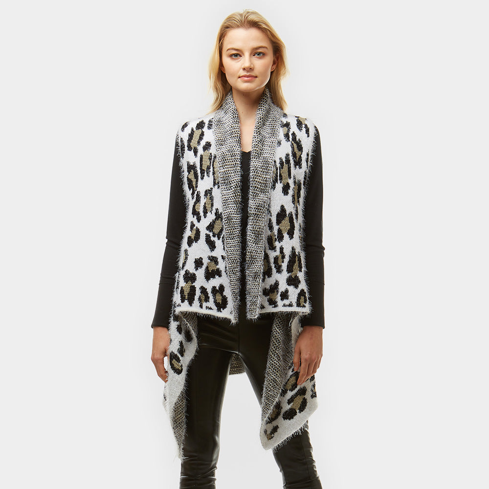 Fuzzy Leopard Pattern Vest