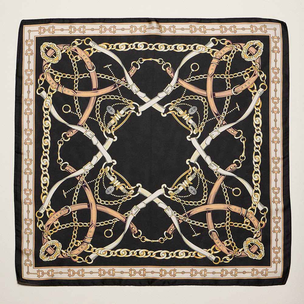 Equestrian Chain and Harness Print Square Bandana Scarf