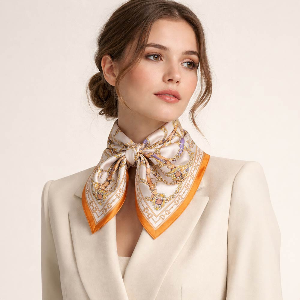 Equestrian Chain and Harness Print Square Bandana Scarf