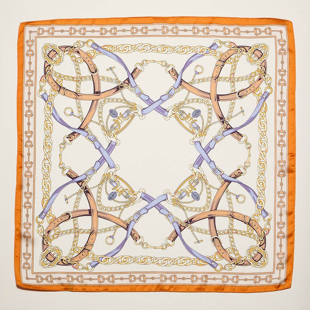 Equestrian Chain and Harness Print Square Bandana Scarf