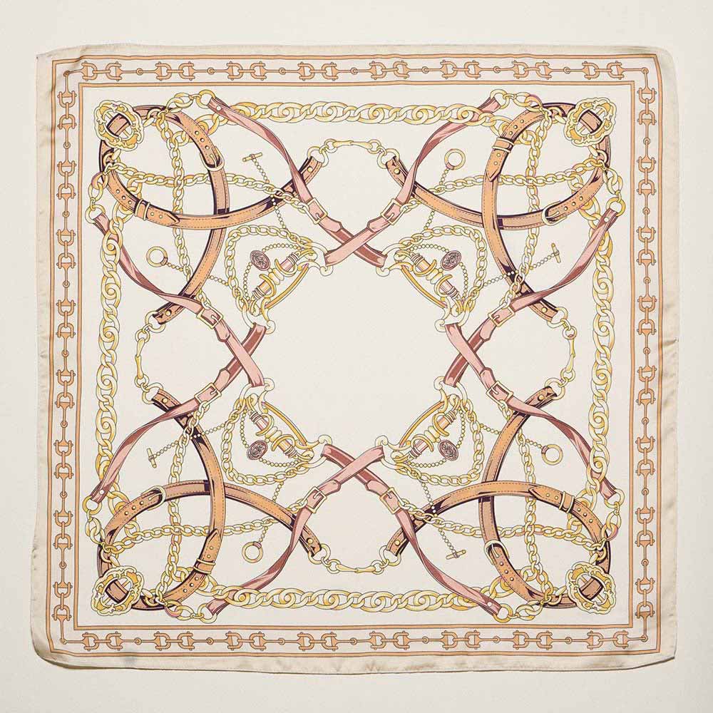 Equestrian Chain and Harness Print Square Bandana Scarf
