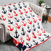 Anchor Patterned Reversible Throw Blanket