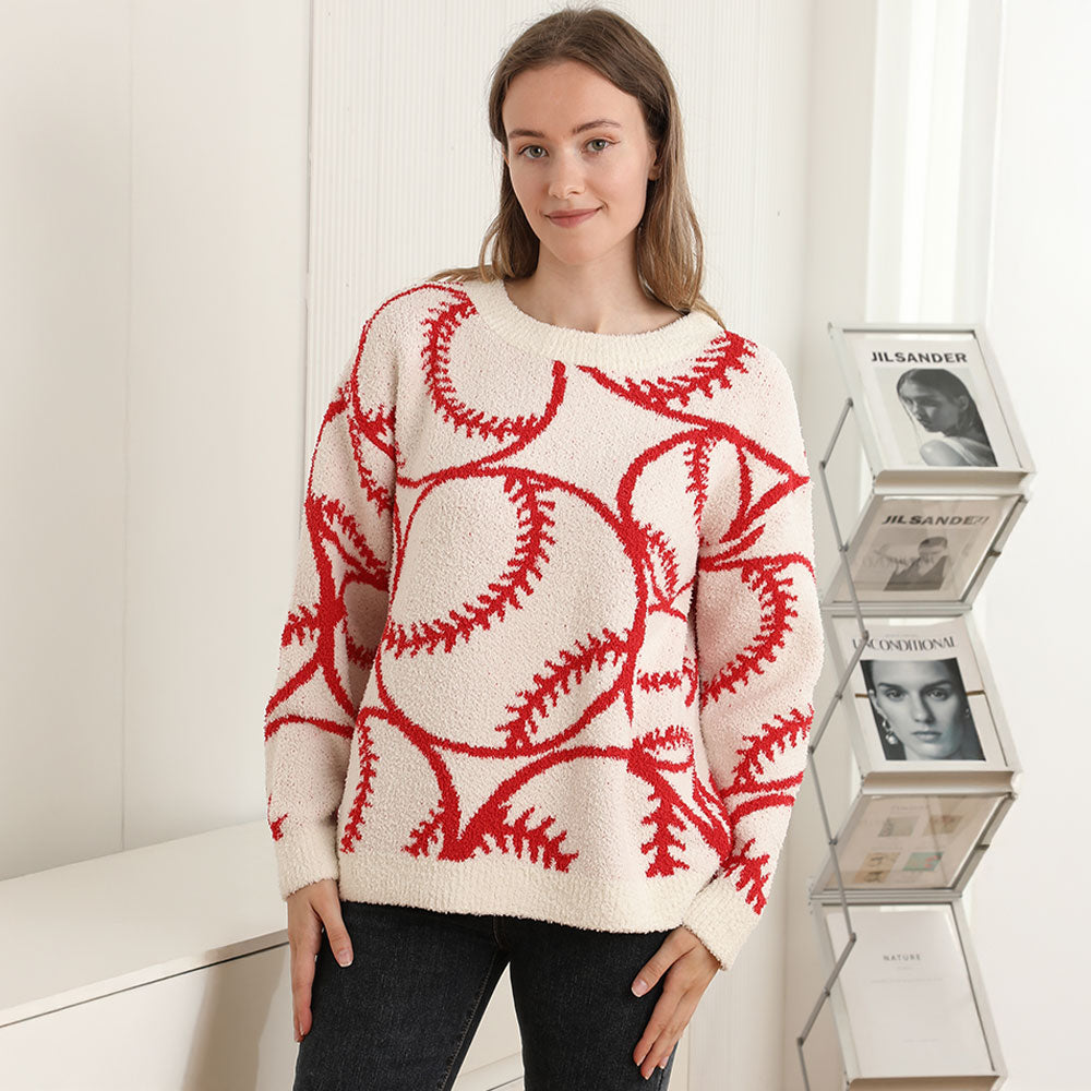 Cozy Baseball Crew Neck Sweater