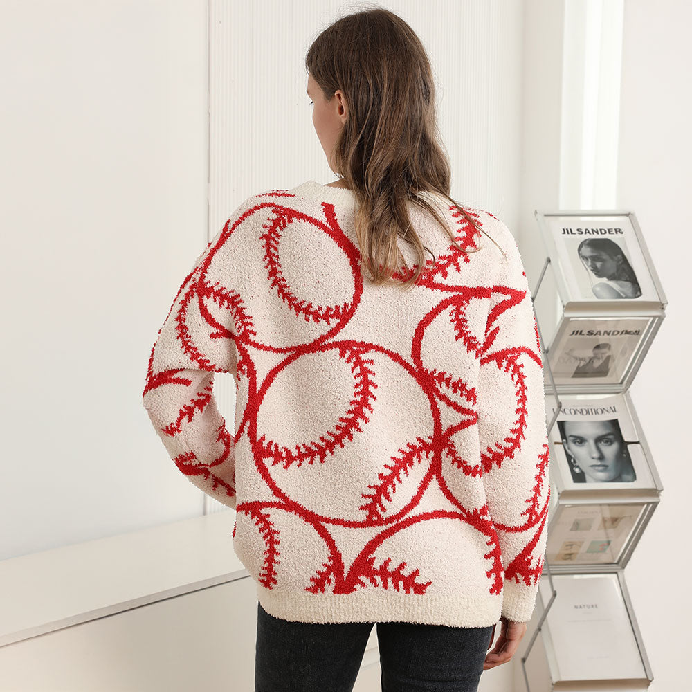 Cozy Baseball Crew Neck Sweater
