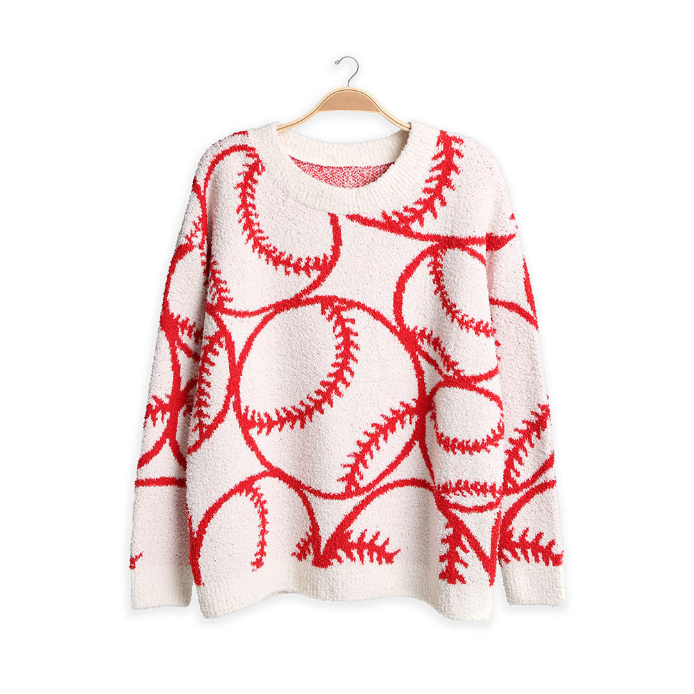 Cozy Baseball Crew Neck Sweater