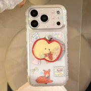 Cartoon Deer Graffiti Apple Quicksand Shake Bracket Phone Case For iPhone