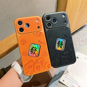 Luxury Cartoon Mahjong Get Rich Laser Leather Texture Couple Phone Case For iPhone