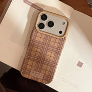 Korean Grid Pattern Leather Texture Phone Case For iPhone