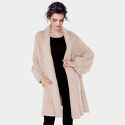 Pockets in Front Zigzag Patterned Soft Knit Cardigan