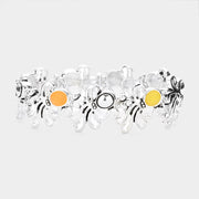 Sea Glass Accented Metal Octopus Cluster Stretch Bracelet