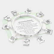 10 Commandments Message Charm Around Stretch Bracelet