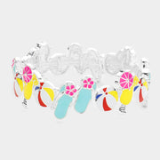 Enamel Flip Flop Ball Cocktail Stretch Bracelet