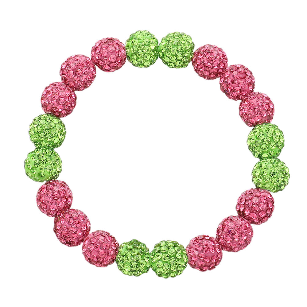 Shamballa Ball Beaded Stretch Bracelet