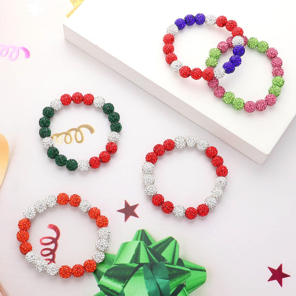 Shamballa Ball Beaded Stretch Bracelet