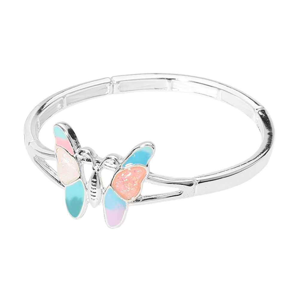 Sea Glass Enamel Butterfly Pointed Stretch Bracelet