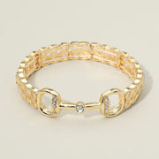 Stone Pave Horsebit Accent Stretch Bracelet